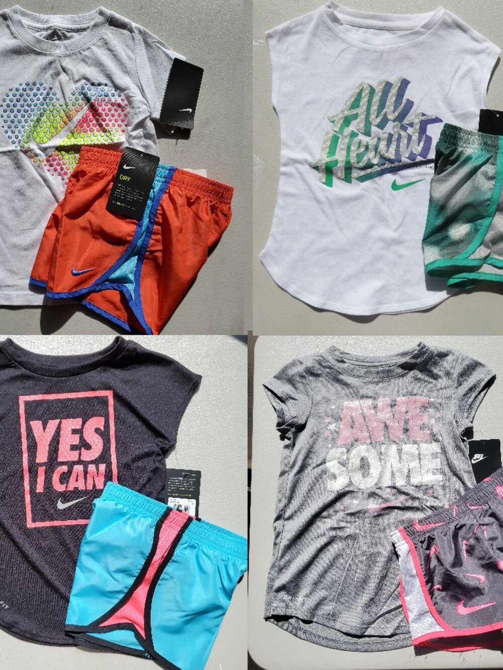 Nike Girls Size 4 - Dri-fit Running Shorts w/ Tops Summer ~ 4 Outfits NWT Summer